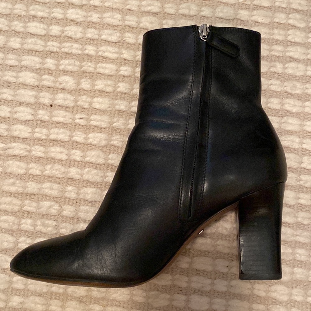 Reiss Black Leather Heeled Booties
